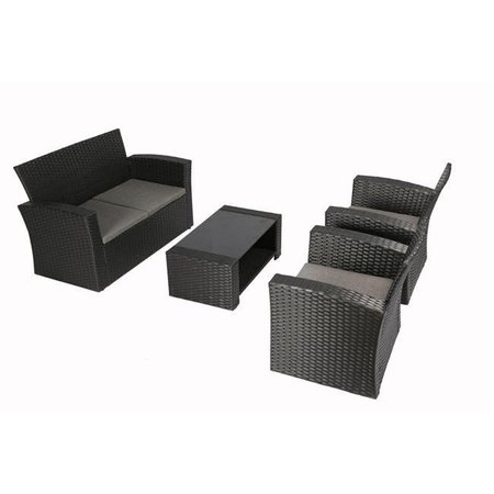 BANER GARDEN Baner Garden N87 4 Piece Outdoor Furniture Complete Patio PE Wicker Rattan Garden Set; Black N87